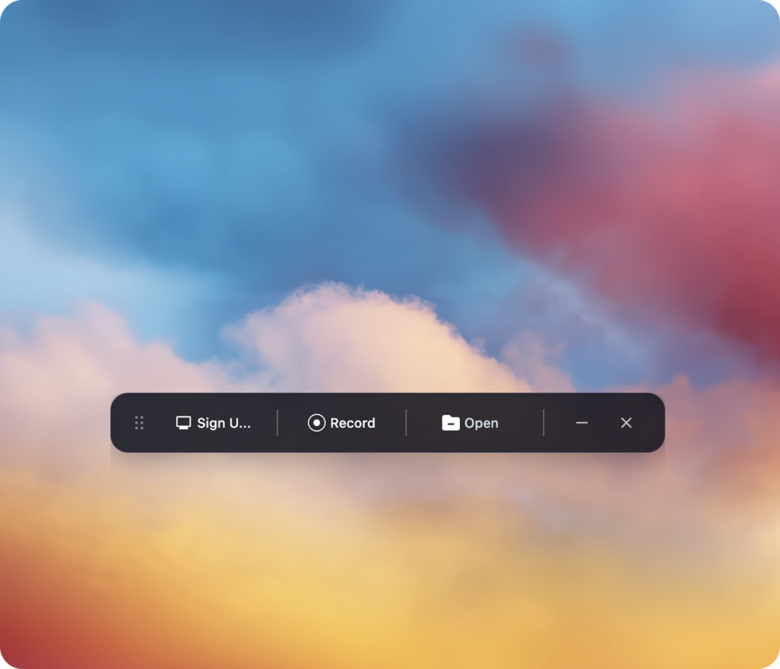 Barra de gravação do Xscreen